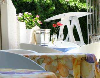 An aperitif on the outside tables